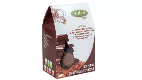 Печенье "Vitlen" с гречневой мукой и кусочками шоколада